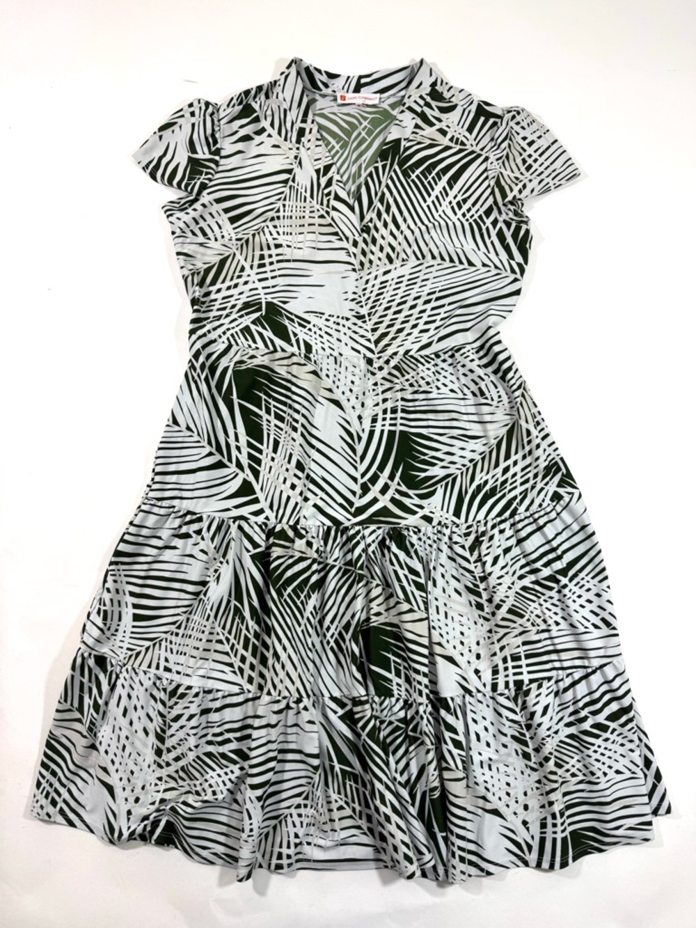 Jude Connally Libby Midi Dress Palm Fronds Loden